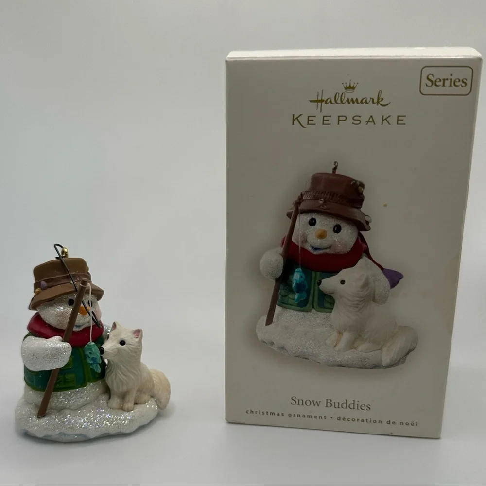 Hallmark Snow Buddies Ornament, Fishing Snowman & Dog, 2008, 11th in Series‎